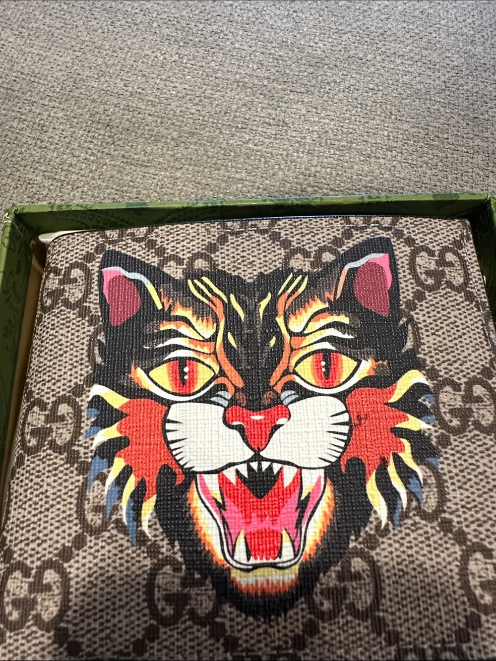 Tiger Print Bi-Fold Wallet - Brown